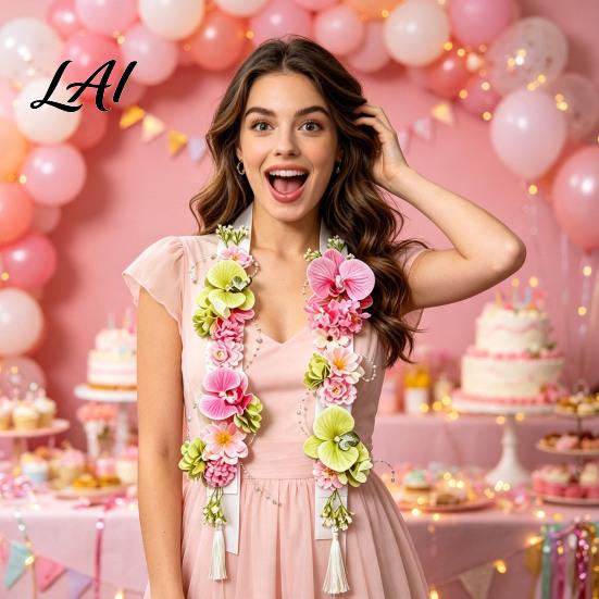 Decorative Strap for Crafts Flower Graduation Leis Artificial Floral Satin Ribbon Grad Stole Senior Tropical Shop Packaging Supplies Leis