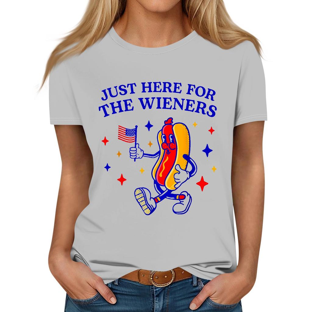 Hot Dog Print Casual Women's T-shirt