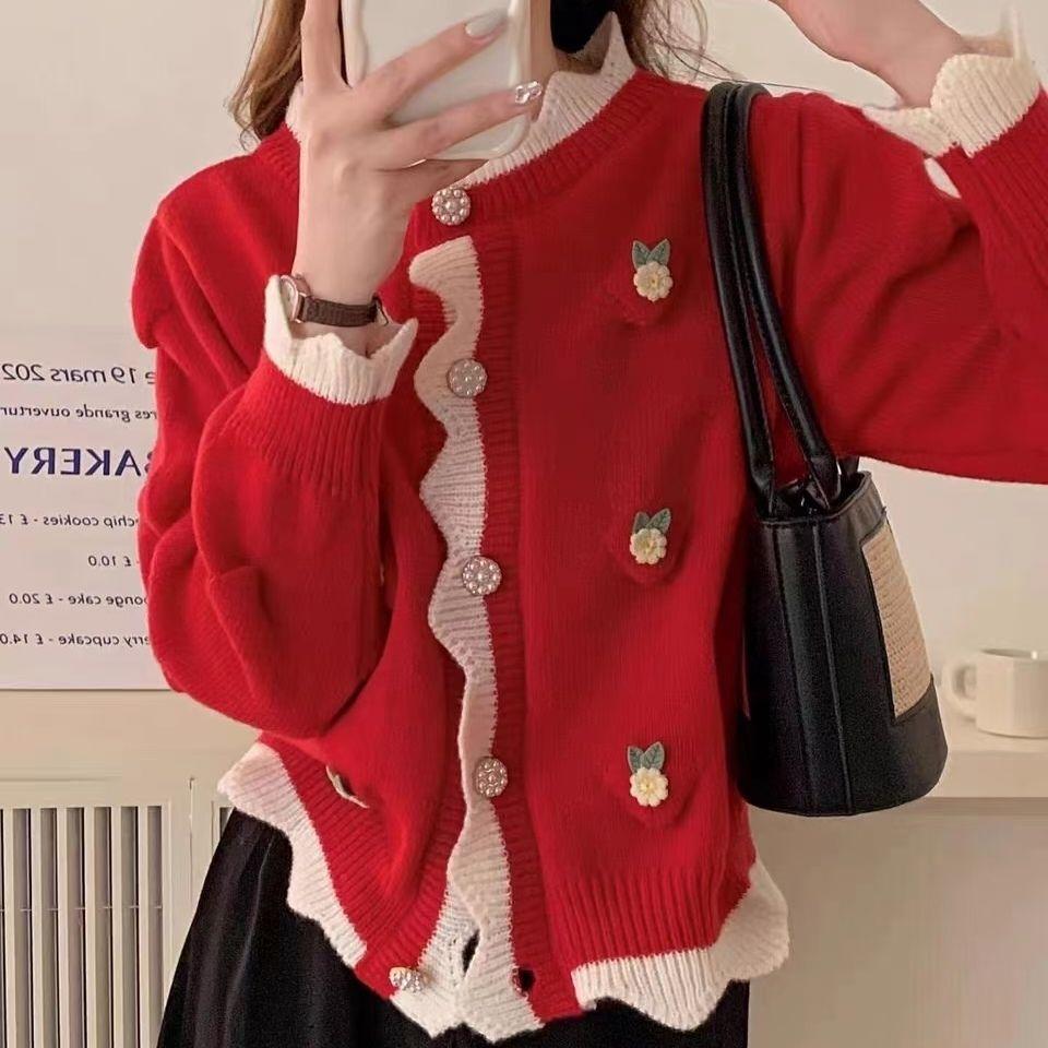 Милый свитер, кардиган, женский топ 2023, весенне-осенний вязаный кардиган, женский дизайн, свитер для маленькой толпы, женское пальто