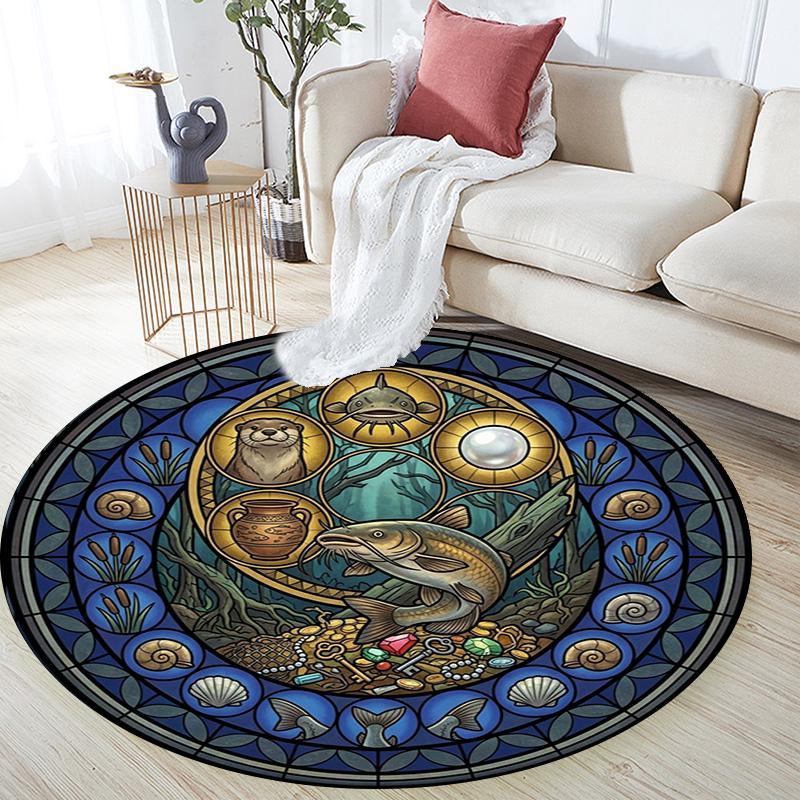 Underwater Treasure Hunt Round Area Rug Under Office Chairs Bedroom Living Room Home Decor