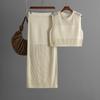 Slim-fit Hollow Sleeveless Vest Set, Summer New Knitted Slit Skirt Two-piece Set