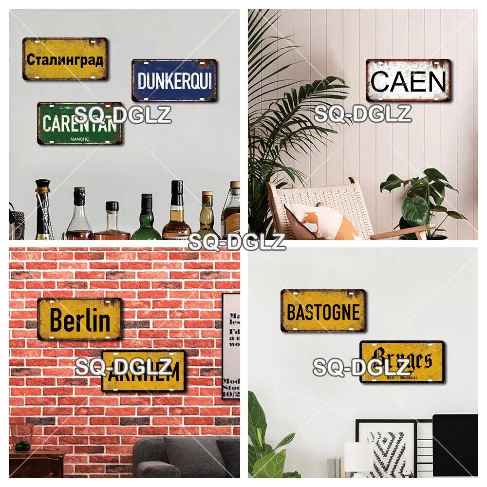 SQ-DGLZ Paris Bangde Road License Plate Warning Tin Sign State Wall Decoration Metal Sign Home Decor Painting Plaques Art Poster