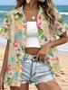Women'S Short Sleeve Shirt Tropical Floral Print Pattern Casual Fashion Hawaiian Vacation Style Top