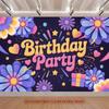 Red Floral Birthday Background 1pc - Room Wall Decor