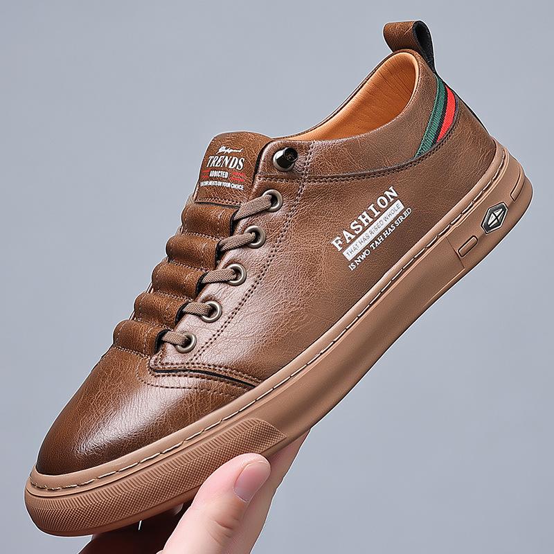 Мужская обувь осень 2025 новая повседневная кожаная обувь маленькие белые туфли мужские кеды коровья кожа дышащая обувь для ног мужская