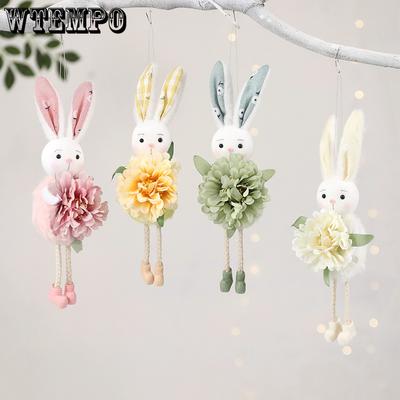 WTEMPO Пасхальные украшения Сцена Пасхальный кролик Кукла Цветочные подвески Сделай сам Праздничные подарки Праздничные подвесные украшения