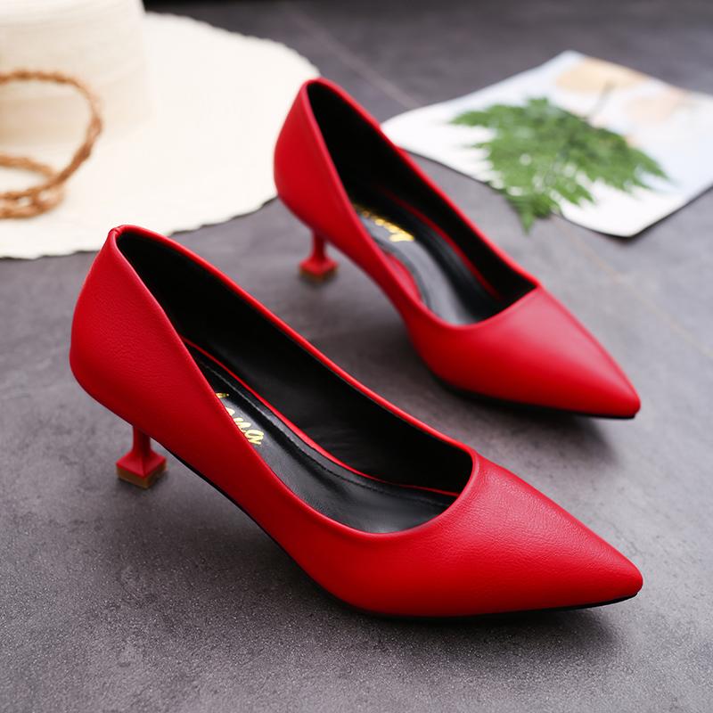 Туфли женские 2024 года, формальная, обычная, кожаная, повседневная, женская, летняя обувь на среднем каблуке, красные, Stilito, с острым носком, для молодых, A Y2k
