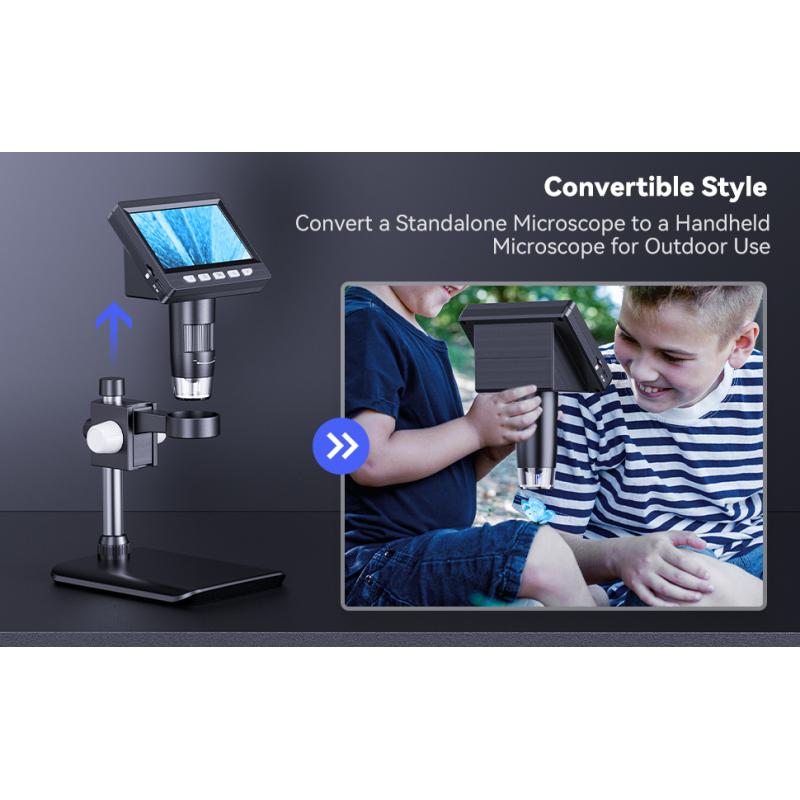 4,3-дюймовый цифровой микроскоп 1080P 50-1000x монетный микроскоп 2000 мАч паяльный микроскоп для ремонта электроники печатных плат ПК ноутбука