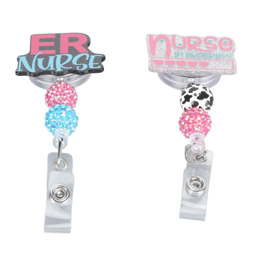 Держатель катушки для значка медсестры, выдвижной, расписанный вручную, бисерный, зажим для катушки для значка студента-медсестры для сестринского дела