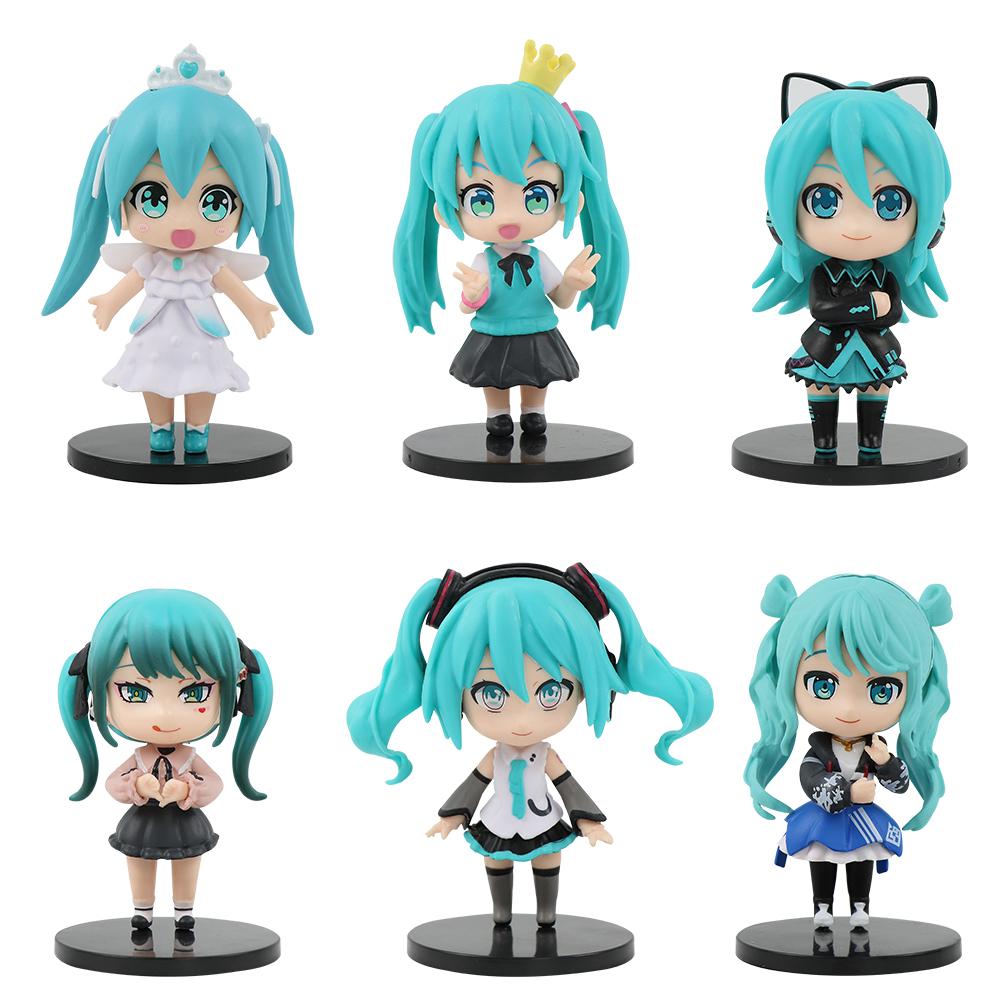 6Pcs/Set Anime Blind Box Hatsune Miku Figure Mini Character Ornaments Kawai Table Decoration For Home Adult Toy Child Gift
