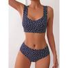 Sexy Swimwear Women Beachwear Printed Striped Dot Split Swimsuit Summer New Fashion Holiday Bikini Set