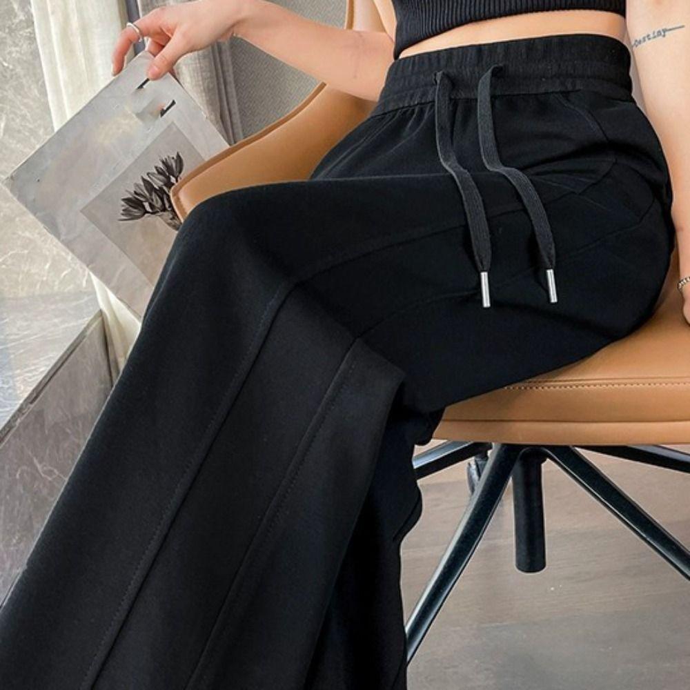 Drawstring Loose Sports Pants High Waist Casual Pants Women Comfortable Wide Leg Pants  Streatwear