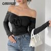 Autumn and Winter Strapless Sexy Jumpsuit Three-dimensional Flower One-shoulder Slim Autumn Jumpsuit