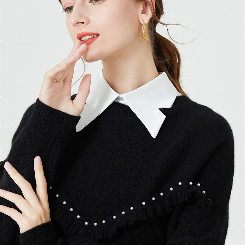 Chiffon Solid Color Lapel False Collar Detachable Blouse Dickey Collar Half Shirt Fake Collar for Women and Girls Favors