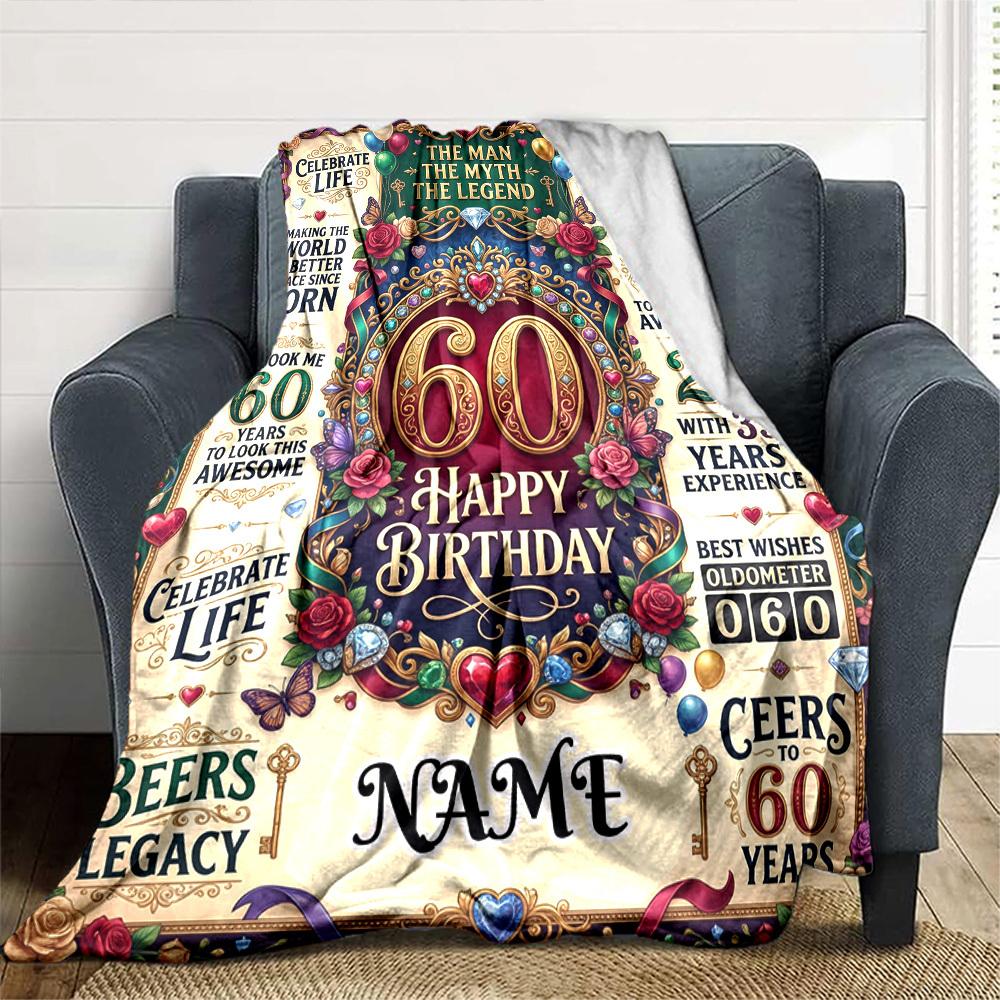 Years Life Customize Your Name Blanket Soft Comfortable Lightweight And Versatile All Year Round Suitable For Travel Camping Picnics Sofas Offices