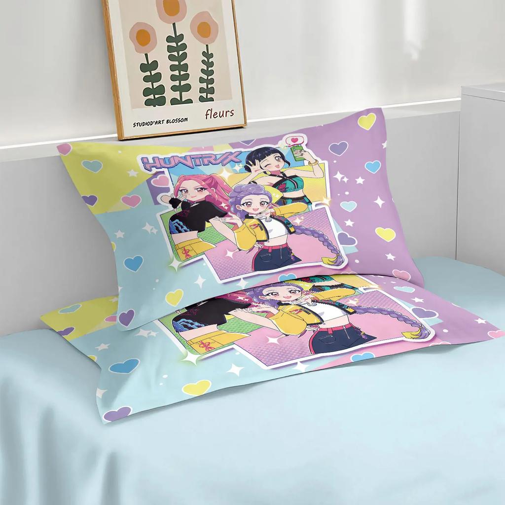 3Pcs K-Pop Demon Hunters Bedding Set 3D Printed Coreless Duvet Cover Set Soft Dormitory Bedroom Multiple Sizes Machine Washable