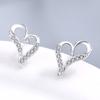 S925 Sterling Silver Women's Korean-Style Diamond Heart-Shaped Stud Earrings Love Heart Earrings Silver Accessories Simple Special-Interest Design