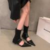 Niche Pointed High-heeled Elastic Thin Short Boots Women's Boots 2025 New Summer Thin Hollow Small Heel Cool Boots