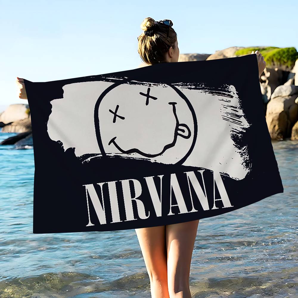 A-N-Nirvana-Рок-группа Полотенце для ванны Микрофибра Мягкое Впитывающее Воздухопроницаемое Для девочки Детей Декоративное Мультяшное Пляжное полотенце