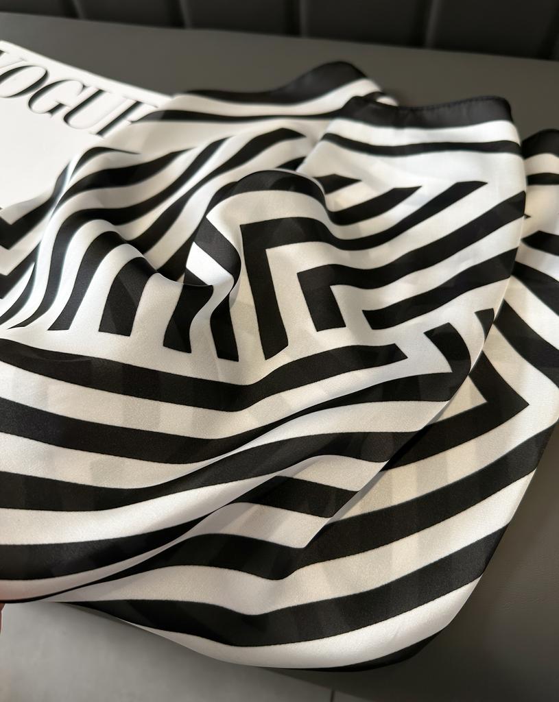 New Lady Girl 70*70cm Silk Satin Hair Scarf Women Handkerchief Stripe Printed Female Square Head Bandana Small Neck Muffler Hija