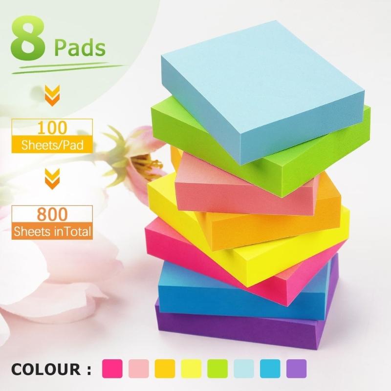 8 Pcs Practical Sticking Notes Colorful Notepads Adhesive Sticking Pad Simple Notepads Memo Pad Aesthetic Note Pad
