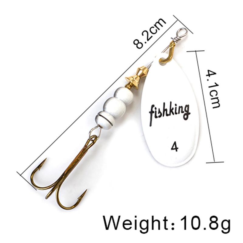FISH KING Spinner Bait 3,9 г, 4,6 г, 7,4 г, 10,8 г, 15 г, приманки для ложки, металлические приманки для щуки с тройными крючками, искусственная приманка для окуня, рыболовная приманка