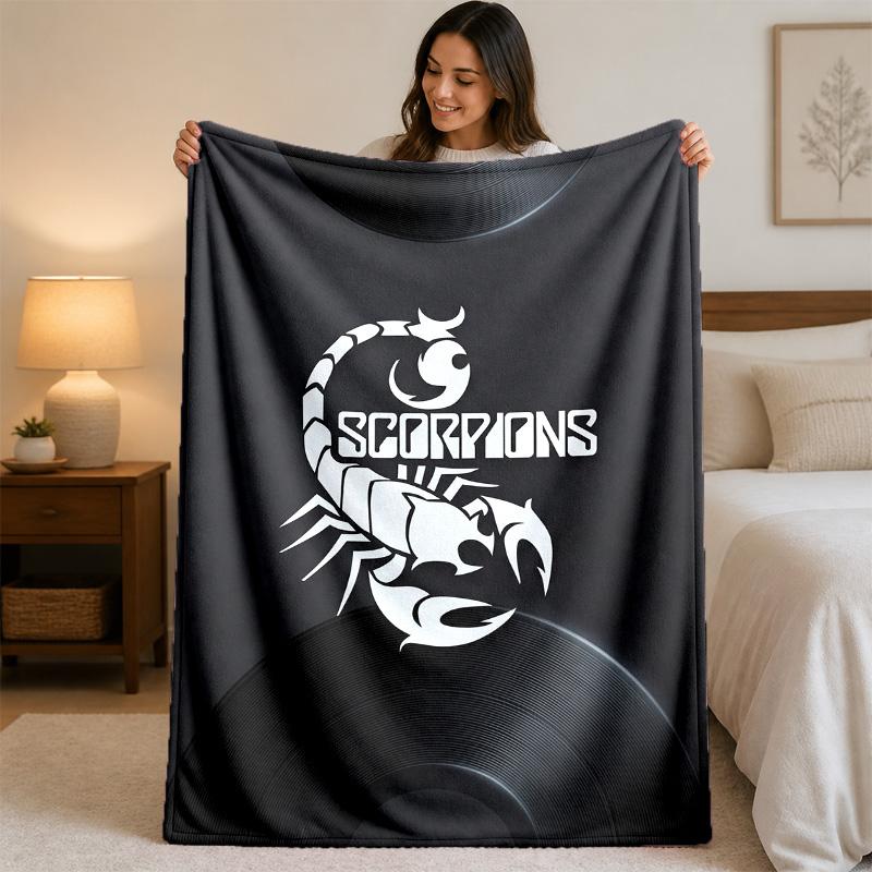 Scorpions Print Flannel Blanket Cozy Lightweight Plush Throw Blanket For Bed Sofa Household Use