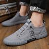 Men 'S Shoes Ice Silk Cloth Canvas Shoes Gray Flat Casual Shoes Lace Up Non Leather Sneakers Fashion Soft Walking Shoes