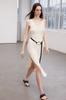 Women's Dress New Season Fashion Limited Edition Bridal Ecru Maxi Backless Knitwear Look Beach Dress