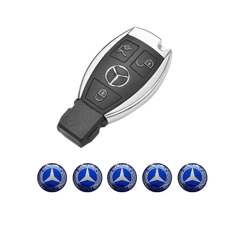 D5Emblems Mini Thin Self Adhesive Aluminum Key Emblem Sticker 11mm 14mm Easy Paste Remote Key Logo Decal For Mercedes Benz C200L