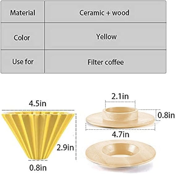 Ceramic coffee pot with wooden frame with elegant flower filter cup Black
