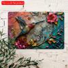 2d Flat 30*20cm, Wooden Hummingbird Wooden Signs, Wall Art Decor for Room, Home, Restaurant, Kitchen, Garage, Bar, Cafe, Pub, Garden.