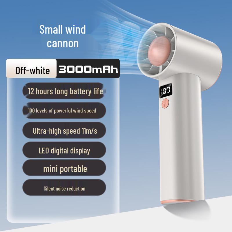 Portable High-Speed USB Rechargeable Handheld Turbine Fan - Strong Wind Mini Desktop Fan