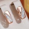 Silver Color Embossed White Zircon Gold Plated Earrings for Women Vintage Wedding Jewelry
