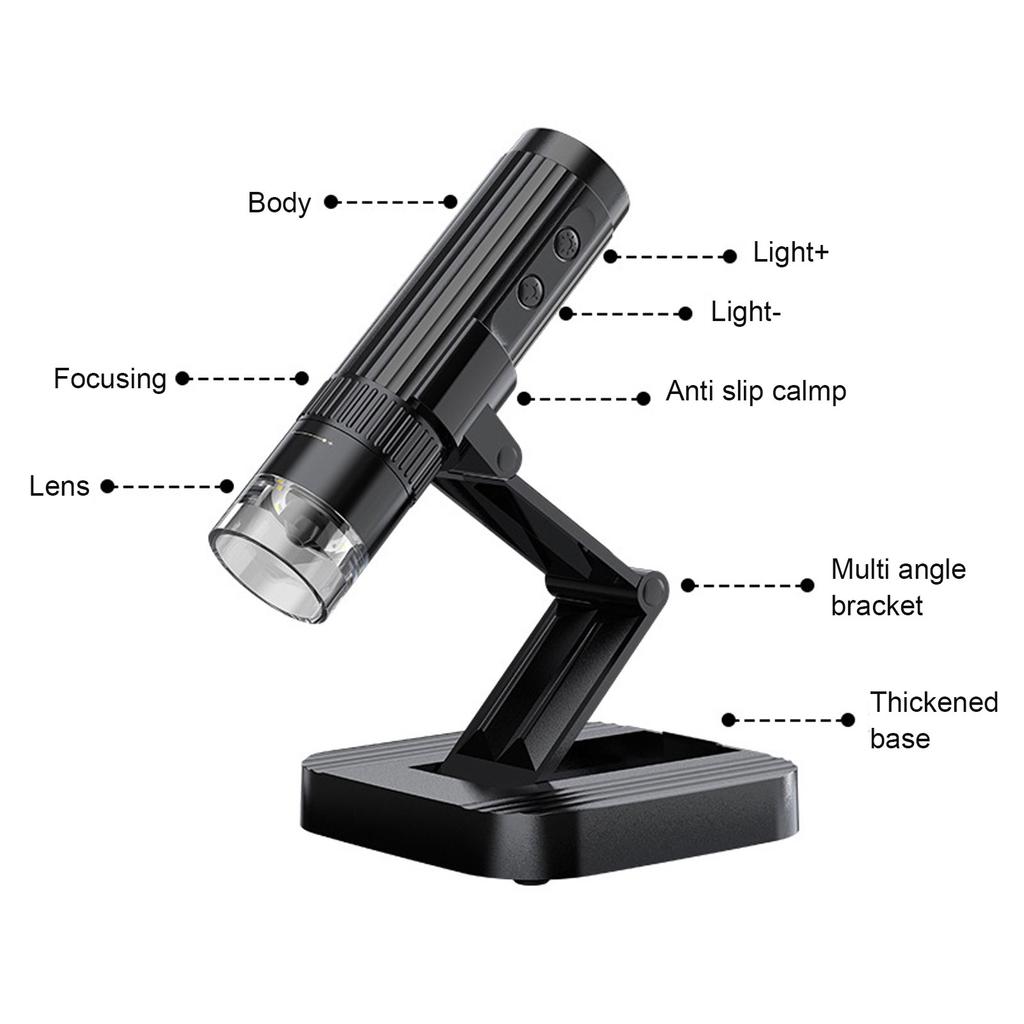 Wireless Digital Microscope 2MP 1000X Magnification WiFi with 8 Light USB APP Handheld Microscope Camera for Circuit Board