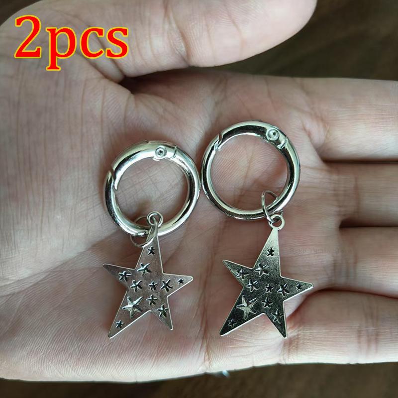 2pcs Alloy Pentagram Shoe Accessories Creative Bell Fork Pendant Diy Hanging Party Jewelry Snap Hook Shoes Buckles Decoration