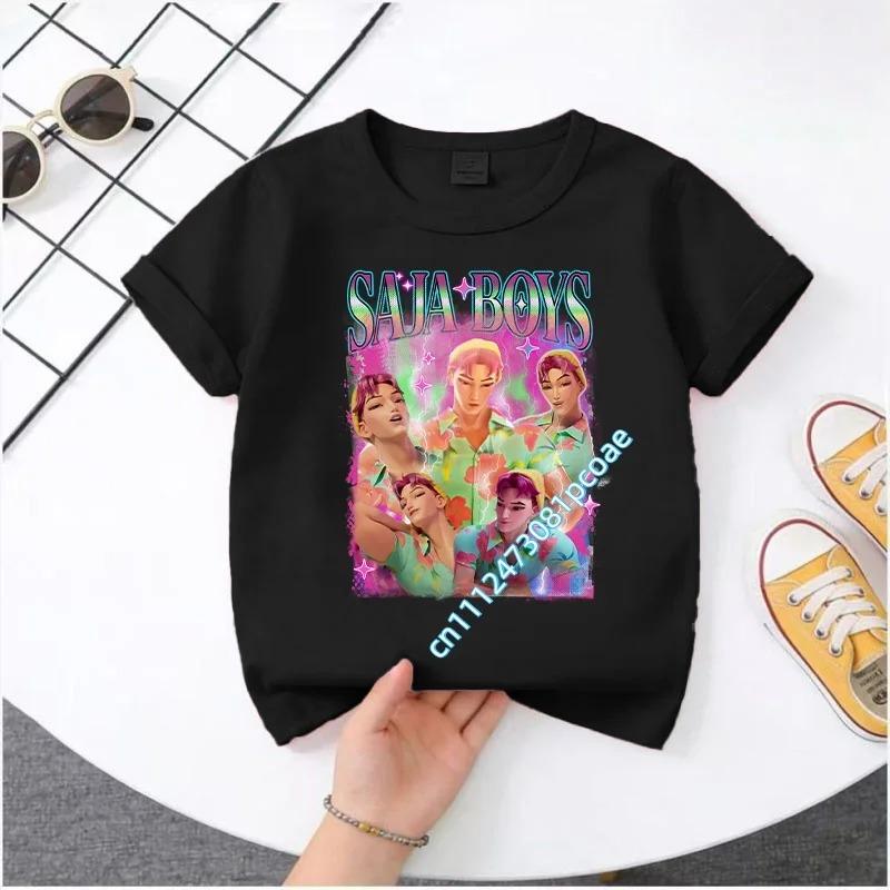 2026 New K-POP Saja Boys Print Short-Sleeved Spring Summer Clothing for Boys and Girls Cute Cotton T-shirt for Boys and Girls