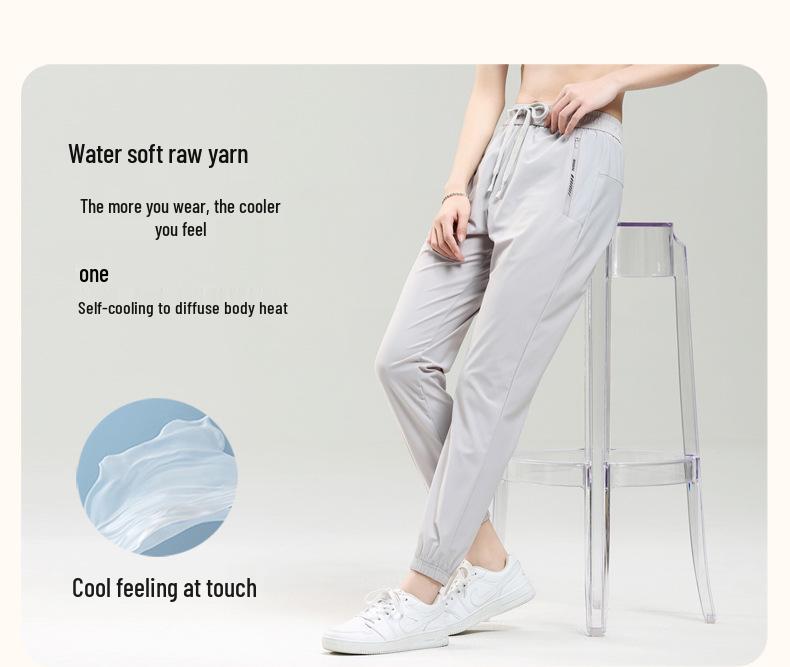 Unisex Summer Ice Silk Quick-Dry Joggers with UPF50 Sun Protection - Loose Fit Nine-Point Casual Pants