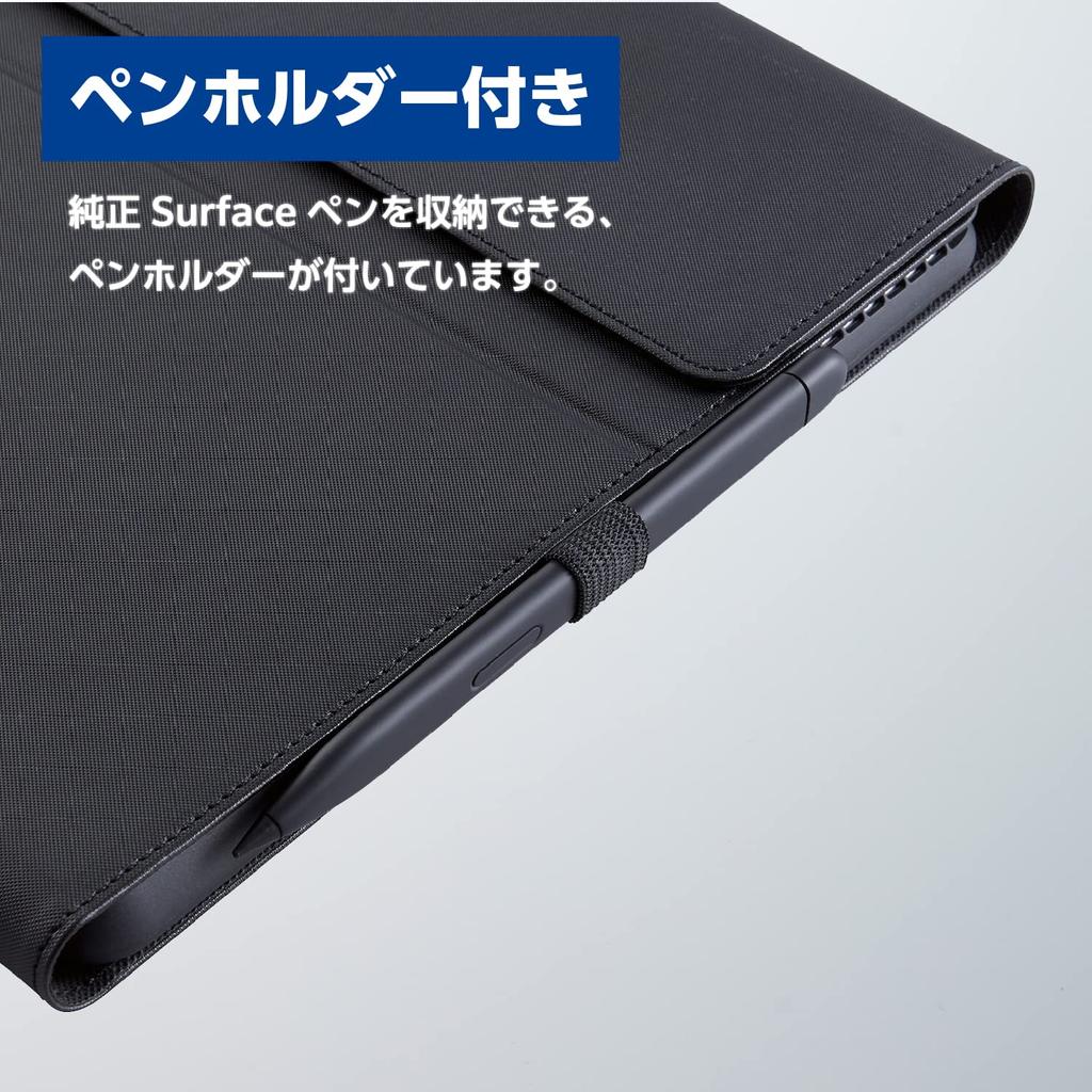 Elecom Мягкий кожаный чехол Surface With Generation, защитный чехол со свободным углом наклона, совместимая с клавиатурой для хранения сенсорного пера черного цвета ProX/8/9/9 5G/10/11