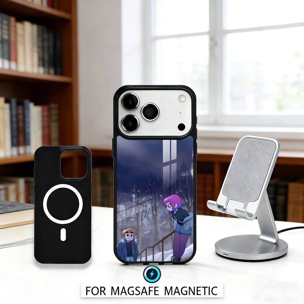 Anime S-Scott P-Pilgrim Phone Case Magnetic For iPhone17 16 15 14 13 12 Pro Max For Magsafe Wireless Charging Cover