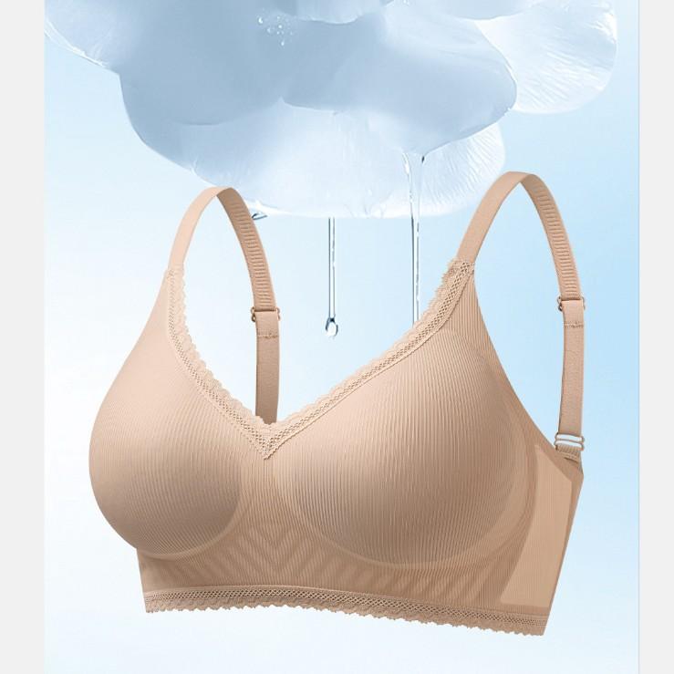 Cool and breathable gathering seamless liquid foundation underwear women's soft support no steel ring bra