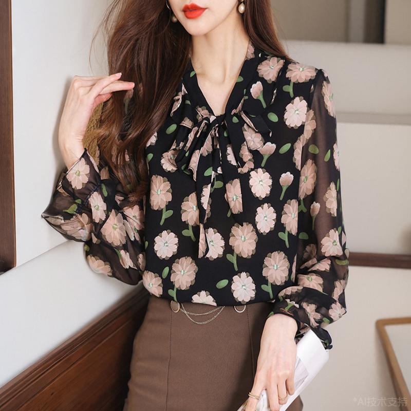 Весенне-осенний женский пуловер с v-образным вырезом и пуговицами, шифоновая футболка с раздельными рукавами, модные повседневные праздничные элегантные топы