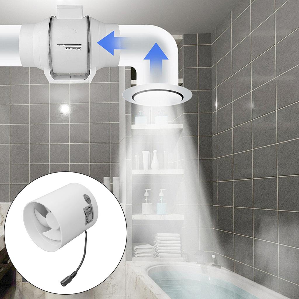 4-дюймовый канальный вытяжной вентилятор-бустер 12 В, вентиляционный воздуходув, канальный вентилятор с низким уровнем шума для гроутента, подвалов, ванных комнат