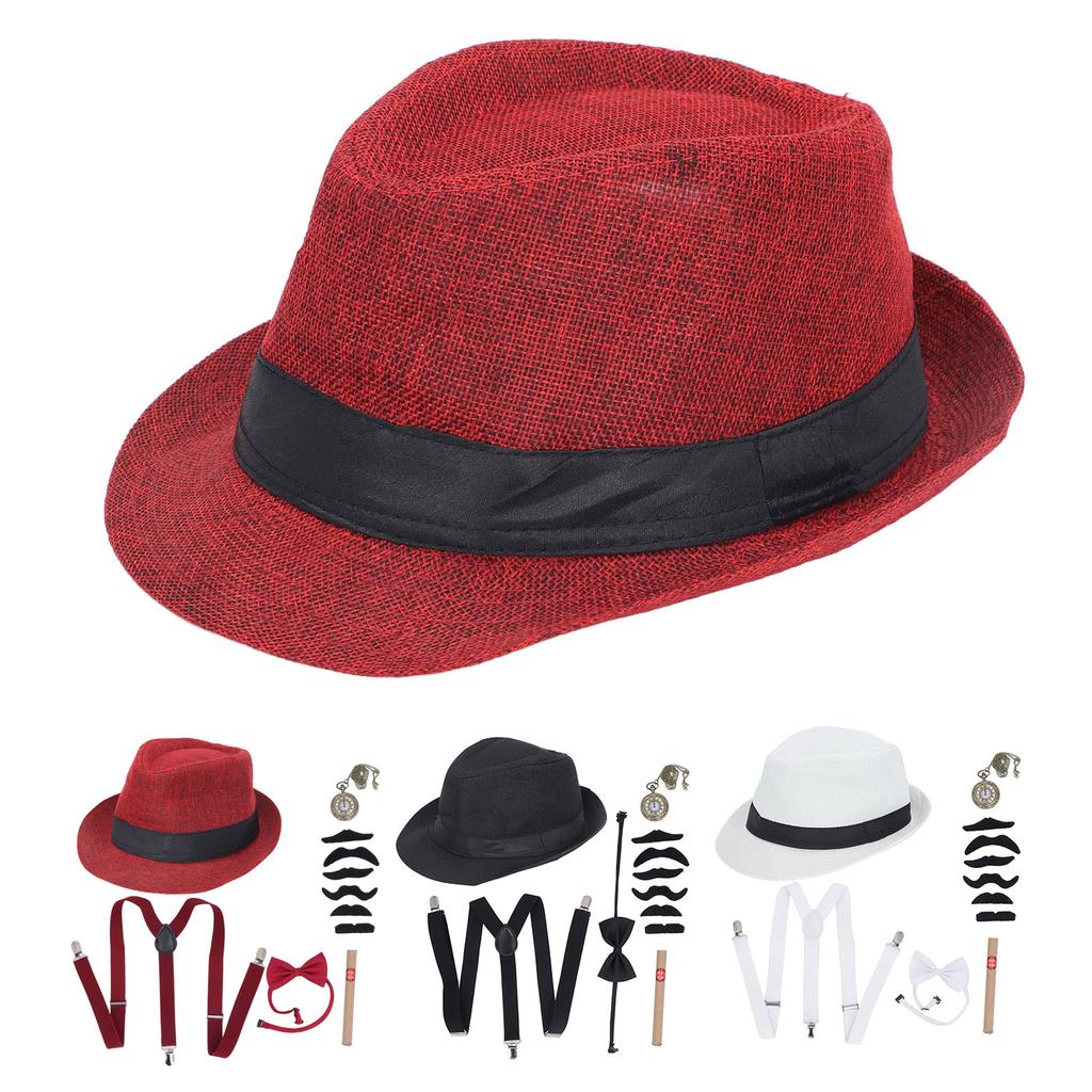 Костюм дедушки 1920-х годов, комплект со шляпой, карманными часами, поддельными сигарами, подтяжками, бородой, галстуком-бабочкой, 100 дней