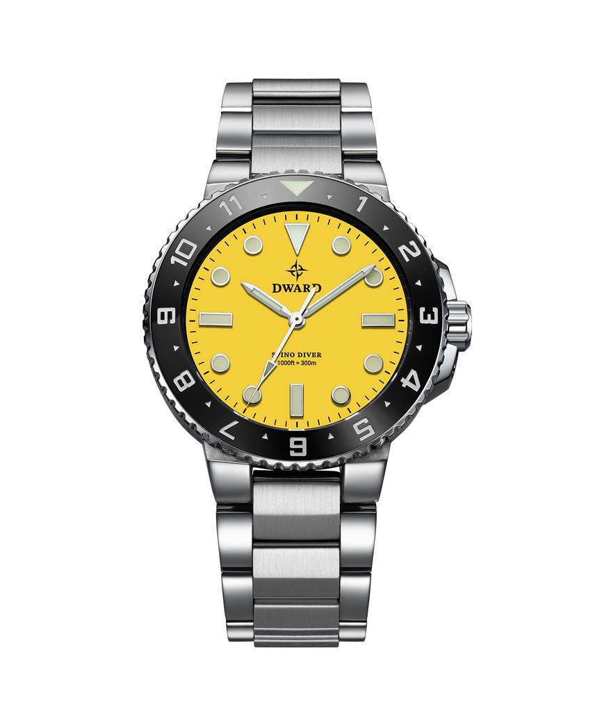 Diwodeu Dw-208-Ye Spino Diver 300 Sunrise Yellow Men'S Metal Wristwatch