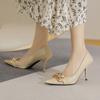 Модные женские туфли-лодочки Роскошные женские туфли на высоком каблуке Металлический острый носок Профессиональные Платье Вечеринка Дамская офисная обувь 2025 Лето Мода Большой размер