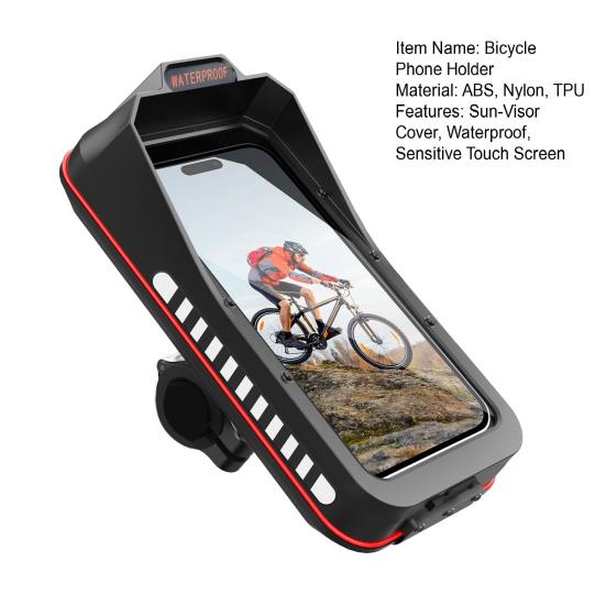 Держатель для телефона на велосипед с солнцезащитным козырьком, дождевик, водонепроницаемый, чувствительный сенсорный экран, крепление для мобильного телефона на руль мотоцикла, велосипедные аксессуары