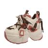Fashion Fashion 8CM High Platform Sneakers Women Thick Sole Non Slip Sports Dad Shoes Woman Korea PU Leather Chunky Sneakers 2024 Spring