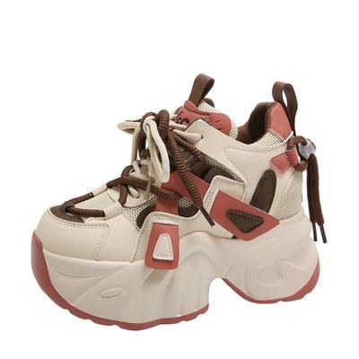 Мода Мода 8 см Кроссовки на высокой платформе Женские Толстая подошва Нескользящие Спортивные Папины кроссовки Женские Корея ПУ кожа Массивные кроссовки 2024 Весна