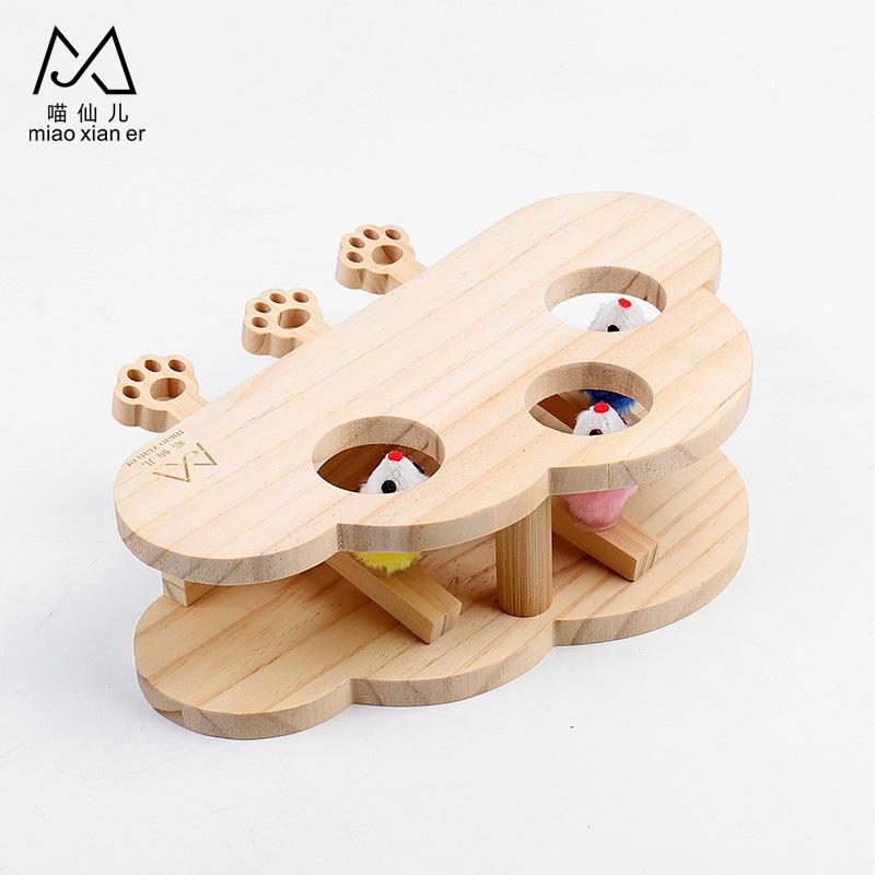 Игрушки для кошек Интерактивные игрушки из цельного дерева «Бей крота» для домашних кошек Игра «Поймай мышей» для котят